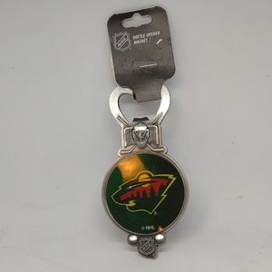 Minnesota Wild Metal Pewter Magnet and Bottle Opener Magnet Party Starter 4 1/4"